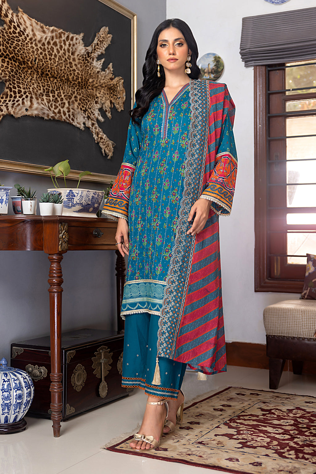 Gulraz by Amna Khadija Embroidered Lawn Stitched 3 Piece - GPE 09 - AK25G - Blue - Summer Collection main image 0
