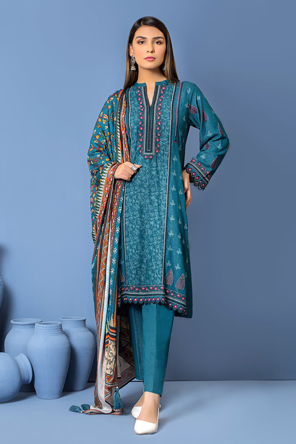 Lakhany Pret Embroidered Sheesha Silk 3 Piece Suit LG-IZ-0365