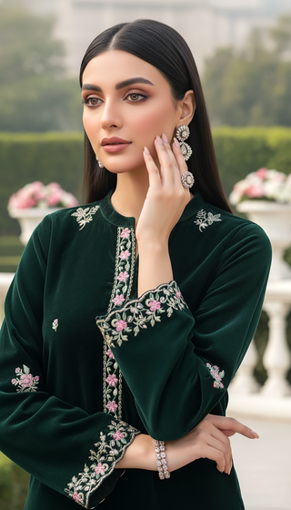 1 Piece Embroidered Velvet RTW