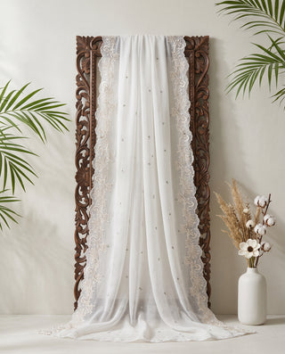 01 Piece Ready to wear Embroidered Chiffon Dupatta