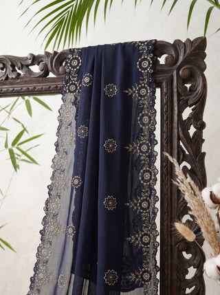 01 Piece Ready to wear Embroidered Chiffon Dupatta
