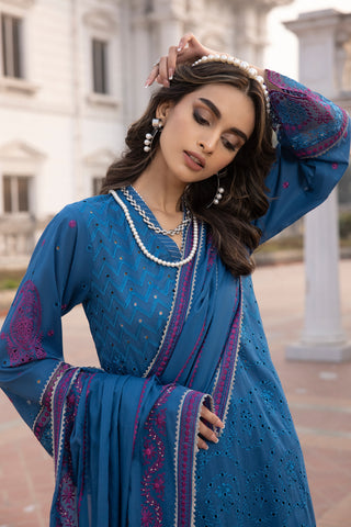 03 Piece Unstitched Embroidered Lawn With Embroidered Lawn dupatta