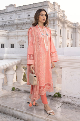 03 Piece Unstitched Embroidered Lawn With Embroidered Chiffon dupatta