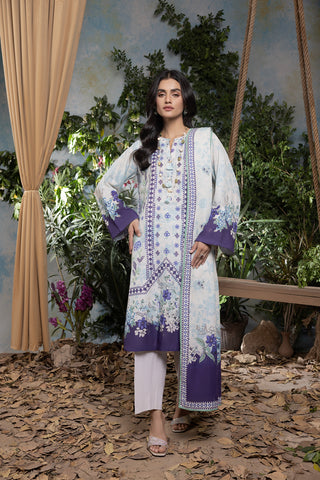 03 Piece Unstitched Textured Printed Karandi