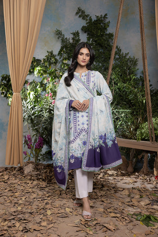 03 Piece Unstitched Textured Printed Karandi