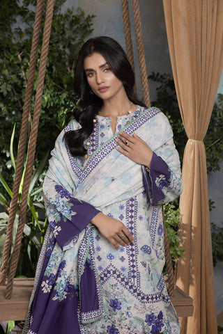 03 Piece Unstitched Textured Printed Karandi