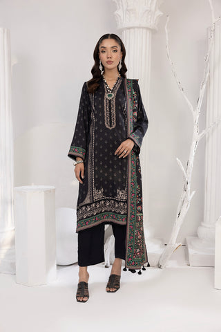 03 Piece Unstitched Printed Cottel With Printed Jacquard Shawl