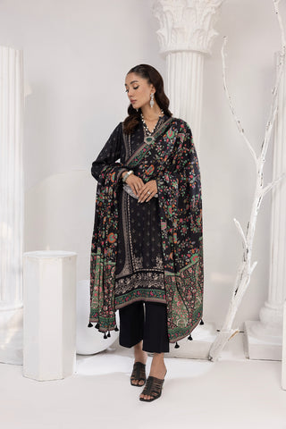 03 Piece Unstitched Printed Cottel With Printed Jacquard Shawl