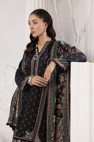 03 Piece Unstitched Printed Cottel With Printed Jacquard Shawl