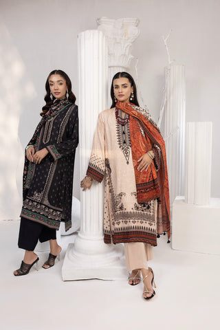 03 Piece Unstitched Printed Cottel With Printed Jacquard Shawl