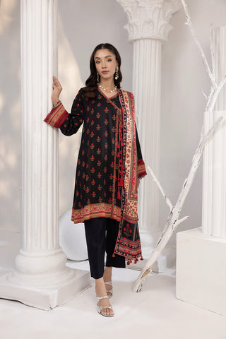 03 Piece Unstitched Printed Cottel With Printed Jacquard Shawl