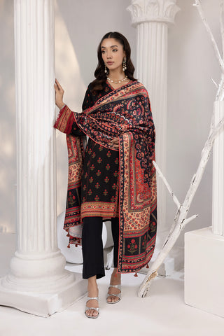 03 Piece Unstitched Printed Cottel With Printed Jacquard Shawl