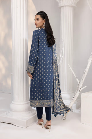 03 Piece Unstitched Printed Cottel With Printed Jacquard Shawl