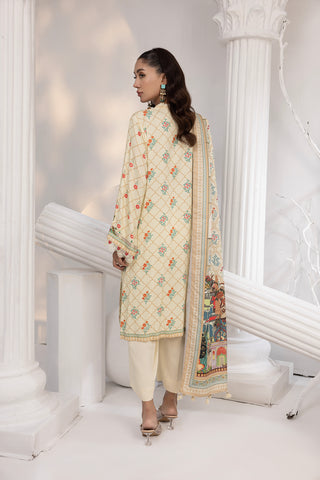 03 Piece Unstitched Printed Cottel With Printed Jacquard Shawl