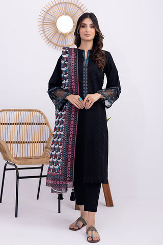 03 Piece Ready to wear  dyed Embroidered with printed dupatta