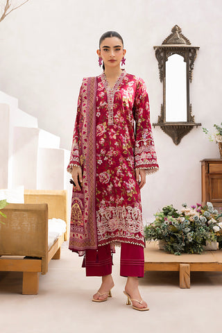 03 Piece Stitched Printed Embroidered with Printed Lawn Dupatta