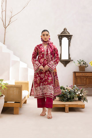 03 Piece Stitched Printed Embroidered with Printed Lawn Dupatta