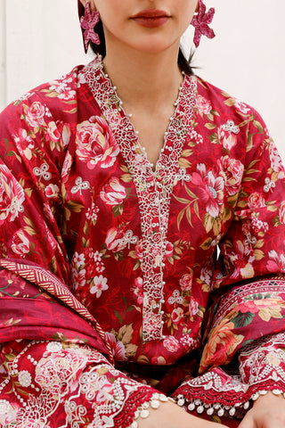 03 Piece Stitched Printed Embroidered with Printed Lawn Dupatta