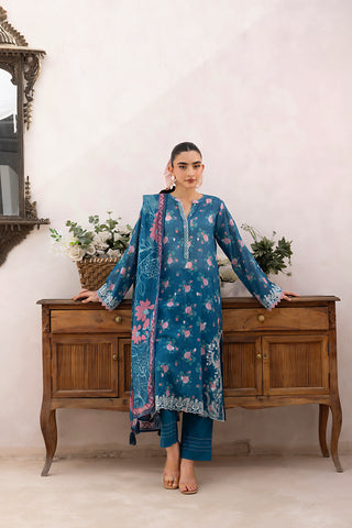 03 Piece Stitched Printed Embroidered with Printed Lawn Dupatta