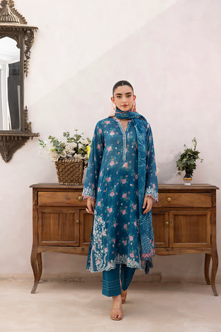 03 Piece Stitched Printed Embroidered with Printed Lawn Dupatta