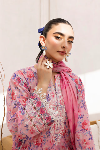 03 Piece Stitched Printed Embroidered with Printed Lawn Dupatta