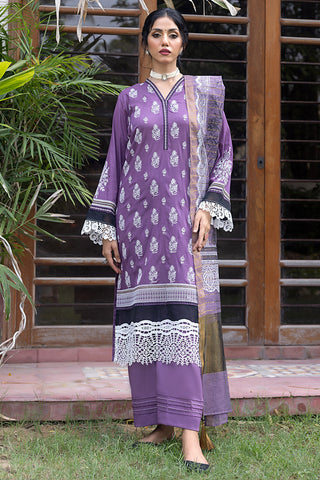 03 Piece Unstitched Embroidered Lawn With Fancy Woven dupatta