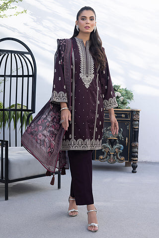 03 Piece Unstitched Embroidered with Chiffon Dupatta