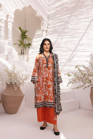 03 Piece Unstitched Printed Lawn