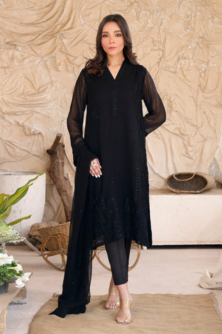 03 Piece Ready to wear  Embroidered Chiffon
