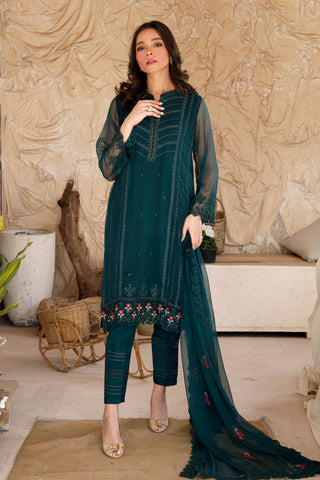 03 Piece Ready to wear  Embroidered Chiffon