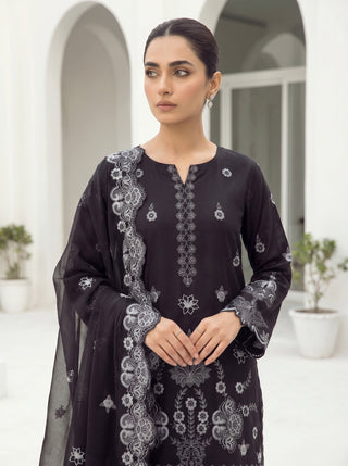 03 Piece Stitched Monochrome Embroidered Chiffon Dupatta