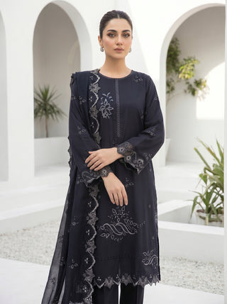 03 Piece Stitched Monochrome Embroidered Chiffon Dupatta