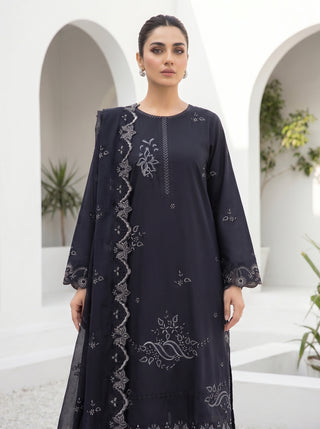 03 Piece Stitched Monochrome Embroidered Chiffon Dupatta