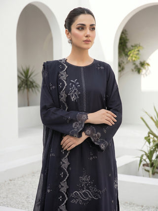 03 Piece Stitched Monochrome Embroidered Chiffon Dupatta