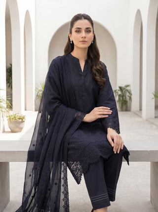 03 Piece Stitched Monochrome Embroidered Chiffon Dupatta