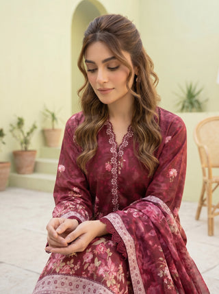 03 Piece Unstitched Printed Lawn