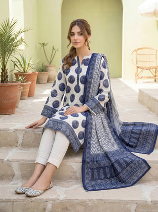 03 Piece Unstitched Printed Lawn