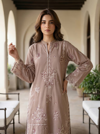 02 Piece Stitched Embroidered Lawn
