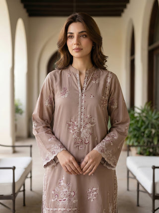 02 Piece Stitched Embroidered Lawn