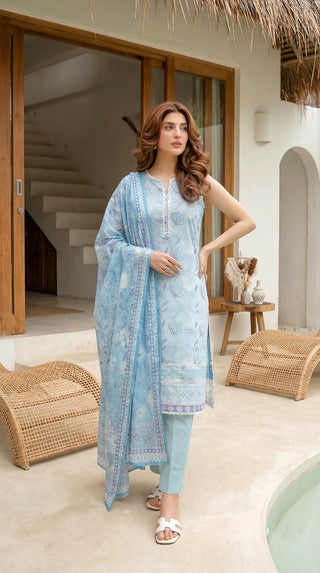03 Piece Unstitched Printed Lawn