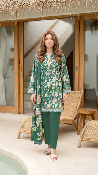 03 Piece Unstitched Printed Lawn