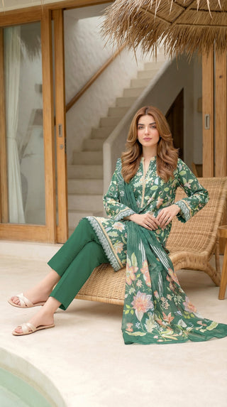 03 Piece Unstitched Printed Lawn