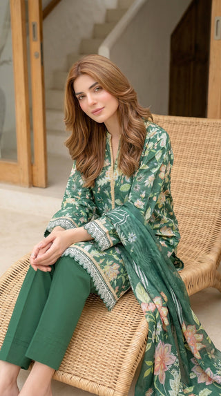 03 Piece Unstitched Printed Lawn