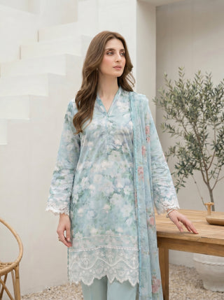 03 Piece Stitched Printed Embroidered with Printed Chiffon Dupatta