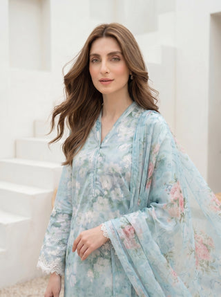 03 Piece Stitched Printed Embroidered with Printed Chiffon Dupatta