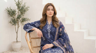 03 Piece Stitched Printed Embroidered with Printed Chiffon Dupatta