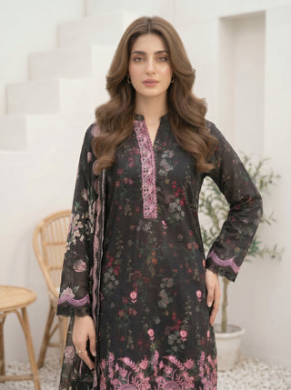 03 Piece Stitched Printed Embroidered with Printed Chiffon Dupatta