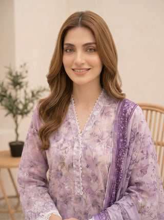 03 Piece Stitched Printed Embroidered with Printed Chiffon Dupatta