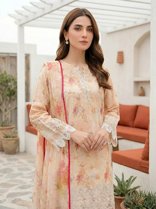 03 Piece Unstitched Printed Embroidered with Printed Lawn Dupatta