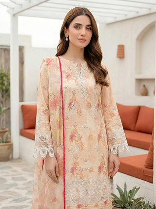 03 Piece Unstitched Printed Embroidered with Printed Lawn Dupatta